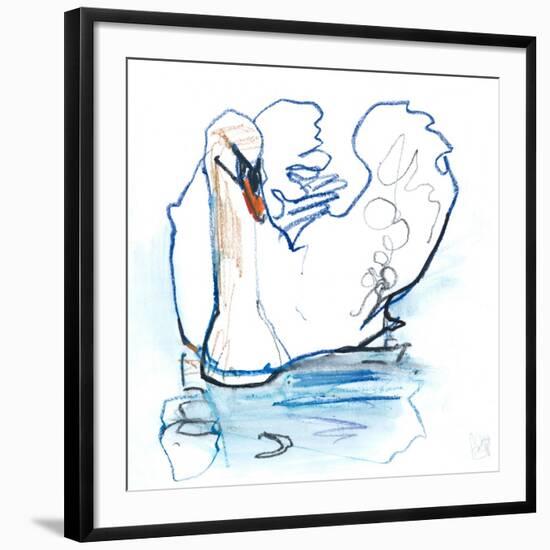 Swan Lake, 2021, (mixed media on paper)-Mark Adlington-Framed Giclee Print