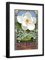 Swan Lake, South Carolina - Magnolia-Lantern Press-Framed Art Print