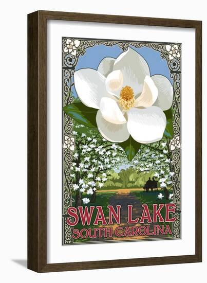 Swan Lake, South Carolina - Magnolia-Lantern Press-Framed Art Print