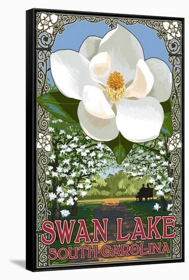Swan Lake, South Carolina - Magnolia-Lantern Press-Framed Stretched Canvas