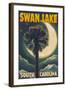 Swan Lake, South Carolina - Palmetto Moon and Palm-Lantern Press-Framed Art Print