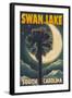 Swan Lake, South Carolina - Palmetto Moon and Palm-Lantern Press-Framed Art Print