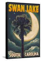 Swan Lake, South Carolina - Palmetto Moon and Palm-Lantern Press-Framed Stretched Canvas