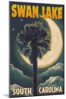 Swan Lake, South Carolina - Palmetto Moon and Palm-Lantern Press-Mounted Art Print