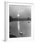 Swan on the Serpentine During the Mmonlight-Cornell Capa-Framed Photographic Print