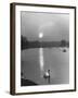Swan on the Serpentine During the Mmonlight-Cornell Capa-Framed Photographic Print