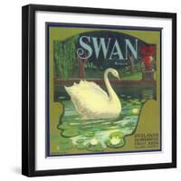 Swan Orange Label - Redlands, CA-Lantern Press-Framed Art Print