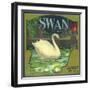 Swan Orange Label - Redlands, CA-Lantern Press-Framed Art Print