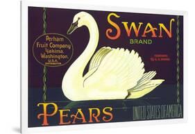 Swan Pear Label-null-Framed Art Print