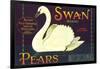 Swan Pear Label-null-Framed Art Print