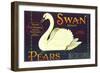 Swan Pear Label-null-Framed Art Print