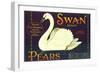 Swan Pear Label-null-Framed Art Print