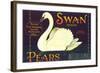 Swan Pear Label-null-Framed Art Print