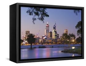 Swan River and James Mitchell Park at dusk-Jonathan Hicks-Framed Stretched Canvas