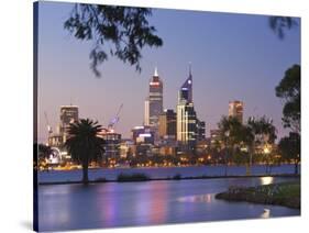 Swan River and James Mitchell Park at dusk-Jonathan Hicks-Stretched Canvas