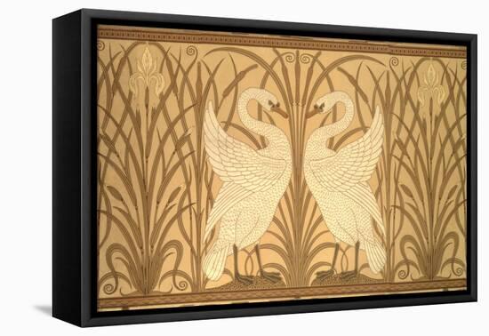 Swan Wallpaper Design-Walter Crane-Framed Stretched Canvas