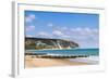 Swanage Beach and White Cliffs, Dorset, Jurassic Coast, England, United Kingdom, Europe-Matthew Williams-Ellis-Framed Photographic Print