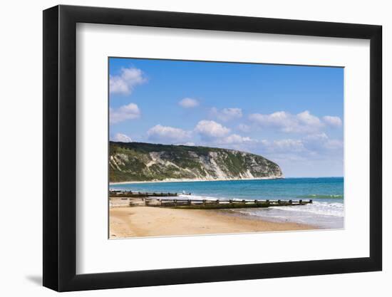 Swanage Beach and White Cliffs, Dorset, Jurassic Coast, England, United Kingdom, Europe-Matthew Williams-Ellis-Framed Photographic Print