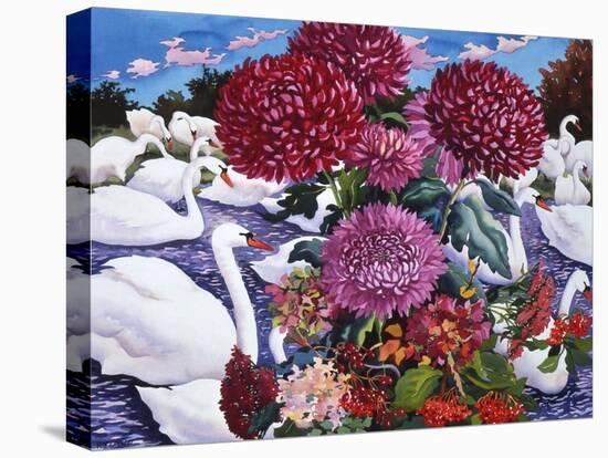 Swans and Chrysanthemums, 2005-Christopher Ryland-Stretched Canvas