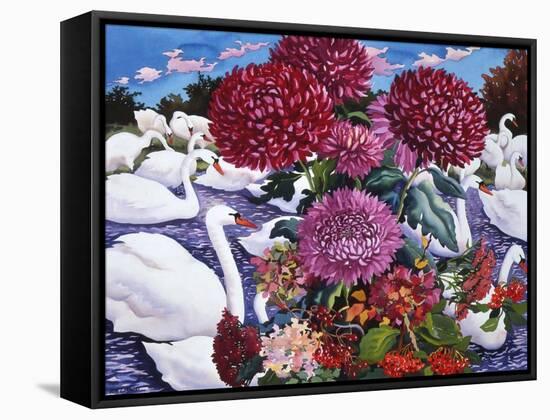 Swans and Chrysanthemums, 2005-Christopher Ryland-Framed Stretched Canvas