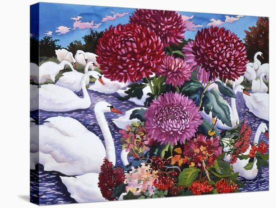 Swans and Chrysanthemums, 2005-Christopher Ryland-Stretched Canvas