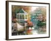 Swans and Gazebo-unknown Chiu-Framed Art Print