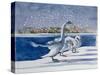 Swans at Kensington Palace-Isabel Hutchison-Stretched Canvas