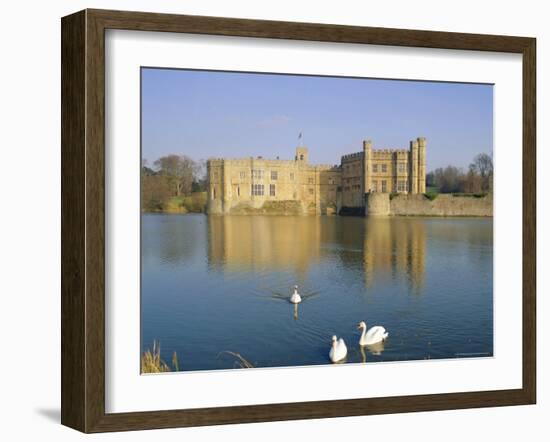 Swans in Front of Leeds Castle, Kent, England-G Richardson-Framed Photographic Print