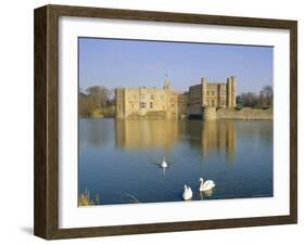 Swans in Front of Leeds Castle, Kent, England-G Richardson-Framed Photographic Print