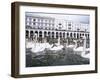 Swans in Front of the Alster Arcades in the Altstadt (Old Town), Hamburg, Germany-Yadid Levy-Framed Photographic Print