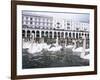 Swans in Front of the Alster Arcades in the Altstadt (Old Town), Hamburg, Germany-Yadid Levy-Framed Photographic Print