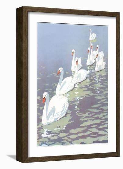 Swans in Line-null-Framed Art Print