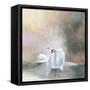 Swans in Mist-Julia Purinton-Framed Stretched Canvas