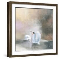 Swans in Mist-Julia Purinton-Framed Art Print