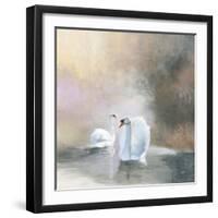 Swans in Mist-Julia Purinton-Framed Art Print