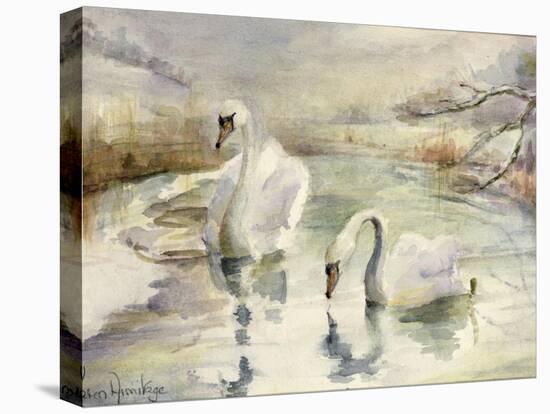 Swans in Winter-Karen Armitage-Stretched Canvas