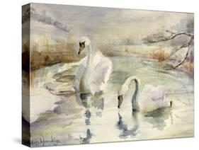 Swans in Winter-Karen Armitage-Stretched Canvas