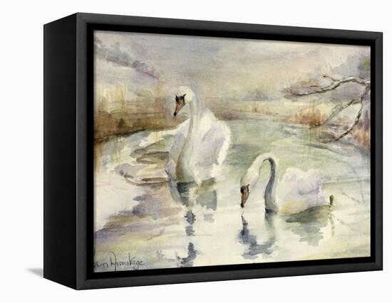 Swans in Winter-Karen Armitage-Framed Stretched Canvas