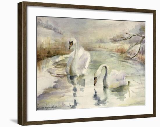 Swans in Winter-Karen Armitage-Framed Giclee Print