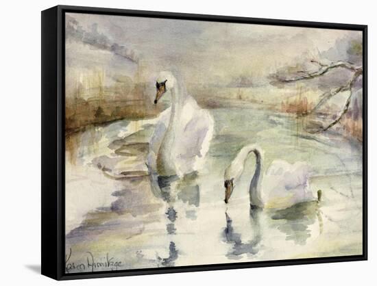 Swans in Winter-Karen Armitage-Framed Stretched Canvas