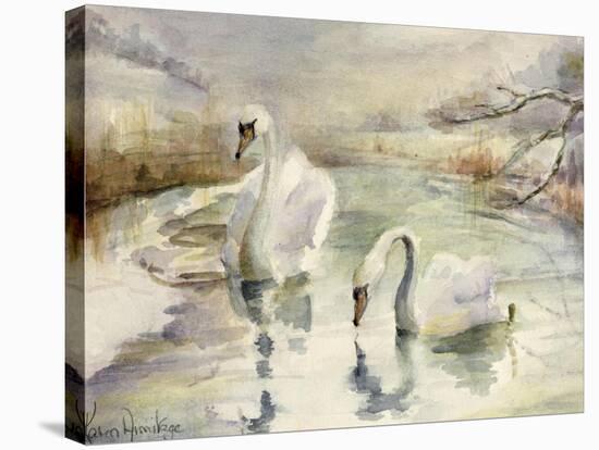 Swans in Winter-Karen Armitage-Stretched Canvas