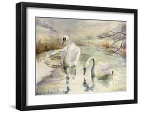 Swans in Winter-Karen Armitage-Framed Giclee Print