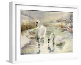 Swans in Winter-Karen Armitage-Framed Giclee Print