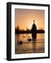 Swans On Lake-Charles Bowman-Framed Photographic Print