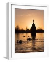 Swans On Lake-Charles Bowman-Framed Photographic Print