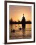 Swans On Lake-Charles Bowman-Framed Photographic Print