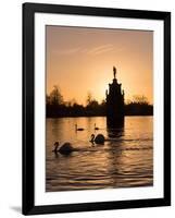 Swans On Lake-Charles Bowman-Framed Photographic Print