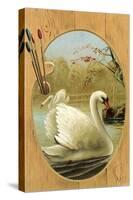 Swans on Palette-null-Stretched Canvas