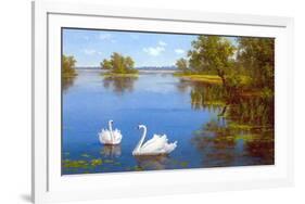 Swans on the Lake-Slava-Framed Art Print