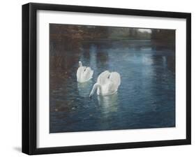 Swans on the River, C.1880-Fritz Thaulow-Framed Giclee Print